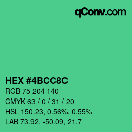 Color code: HEX #4BCC8C | qconv.com