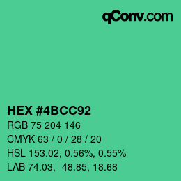 Color code: HEX #4BCC92 | qconv.com