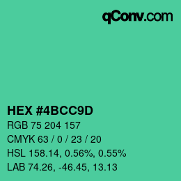 Farbcode: HEX #4BCC9D | qconv.com