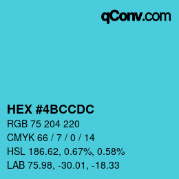 Color code: HEX #4BCCDC | qconv.com