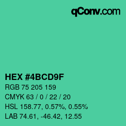 Color code: HEX #4BCD9F | qconv.com