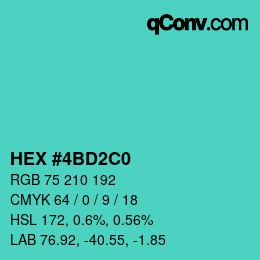 颜色代码: HEX #4BD2C0 | qconv.com