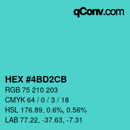Color code: HEX #4BD2CB | qconv.com