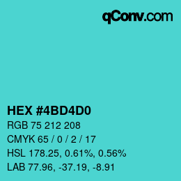 Color code: HEX #4BD4D0 | qconv.com