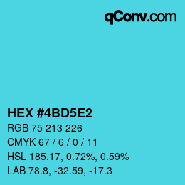 カラーコード: HEX #4BD5E2 | qconv.com