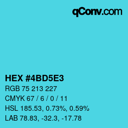 カラーコード: HEX #4BD5E3 | qconv.com