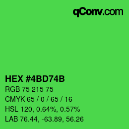 カラーコード: HEX #4BD74B | qconv.com