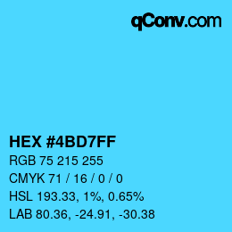 カラーコード: HEX #4BD7FF | qconv.com