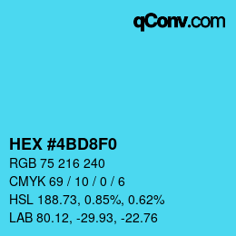 カラーコード: HEX #4BD8F0 | qconv.com