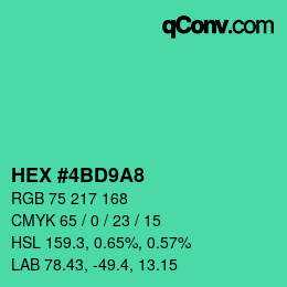 Color code: HEX #4BD9A8 | qconv.com