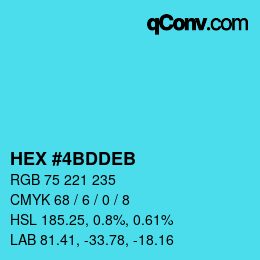 Color code: HEX #4BDDEB | qconv.com