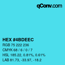 Color code: HEX #4BDEEC | qconv.com