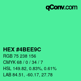 Color code: HEX #4BEE9C | qconv.com