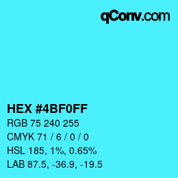 Color code: HEX #4BF0FF | qconv.com