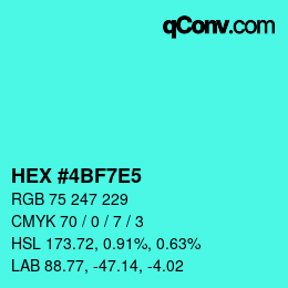 Color code: HEX #4BF7E5 | qconv.com