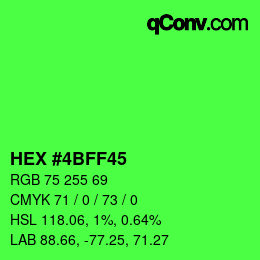 カラーコード: HEX #4BFF45 | qconv.com