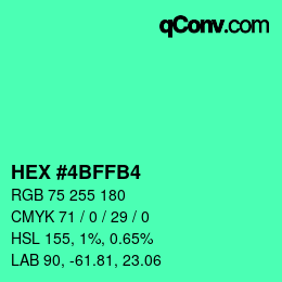Farbcode: HEX #4BFFB4 | qconv.com