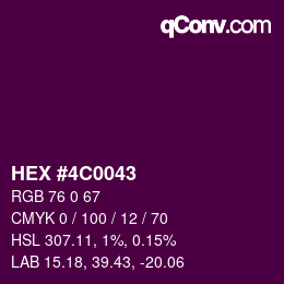 颜色代码: HEX #4C0043 | qconv.com