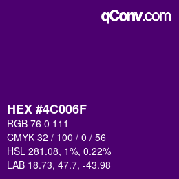 Color code: HEX #4C006F | qconv.com