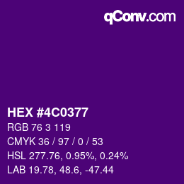 Color code: HEX #4C0377 | qconv.com