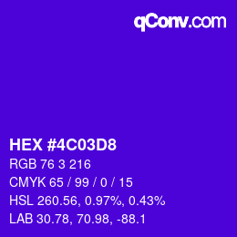 カラーコード: HEX #4C03D8 | qconv.com