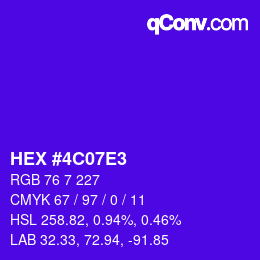 Color code: HEX #4C07E3 | qconv.com