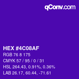 カラーコード: HEX #4C08AF | qconv.com