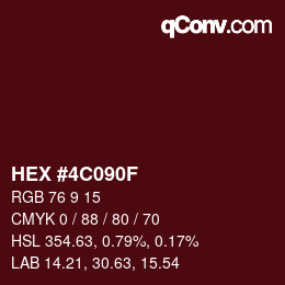 颜色代码: HEX #4C090F | qconv.com