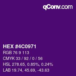 Color code: HEX #4C0971 | qconv.com