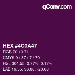 Color code: HEX #4C0A47 | qconv.com