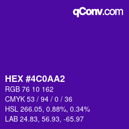 カラーコード: HEX #4C0AA2 | qconv.com