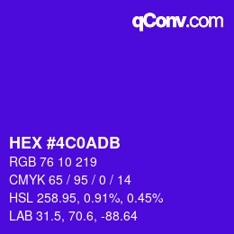 Color code: HEX #4C0ADB | qconv.com