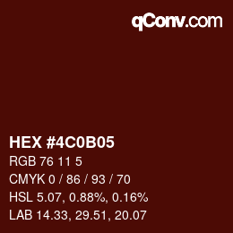 Color code: HEX #4C0B05 | qconv.com