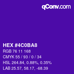 颜色代码: HEX #4C0BA8 | qconv.com