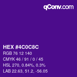 Color code: HEX #4C0C8C | qconv.com