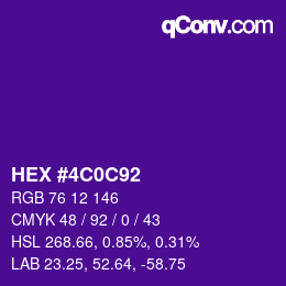 Color code: HEX #4C0C92 | qconv.com