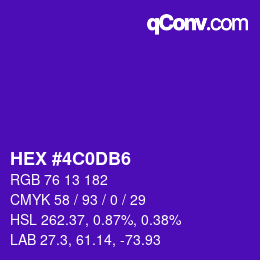 颜色代码: HEX #4C0DB6 | qconv.com