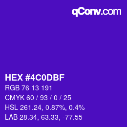 Color code: HEX #4C0DBF | qconv.com