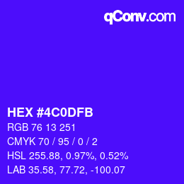 Color code: HEX #4C0DFB | qconv.com