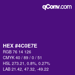 Color code: HEX #4C0E7E | qconv.com