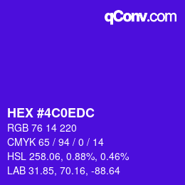 カラーコード: HEX #4C0EDC | qconv.com