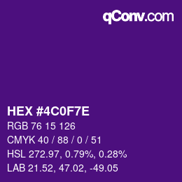 Color code: HEX #4C0F7E | qconv.com