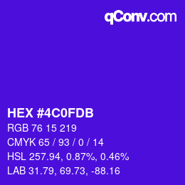 カラーコード: HEX #4C0FDB | qconv.com