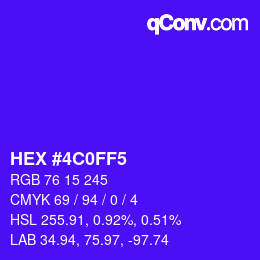 Farbcode: HEX #4C0FF5 | qconv.com
