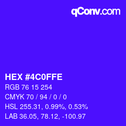 カラーコード: HEX #4C0FFE | qconv.com