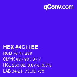 Color code: HEX #4C11EE | qconv.com