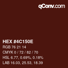 Color code: HEX #4C150E | qconv.com