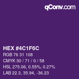 颜色代码: HEX #4C1F6C | qconv.com