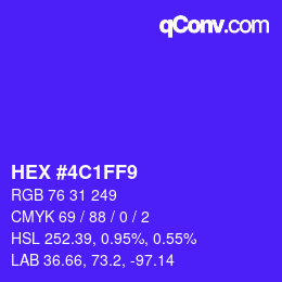Color code: HEX #4C1FF9 | qconv.com