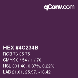 Color code: HEX #4C234B | qconv.com